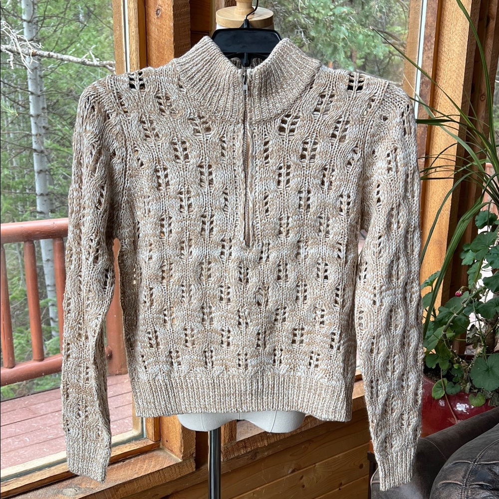 BDG Urban Outfitters Killian Quarter-Zip Pointelle Sweater NWOT - Picture 4 of 15
